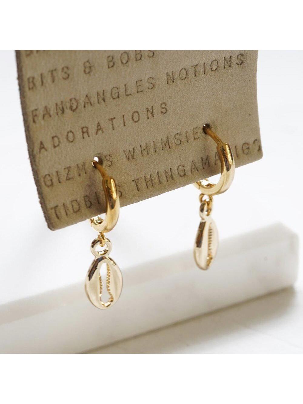 Anthropologie Shell Huggie Drop Earrings - Picture 2 of 2